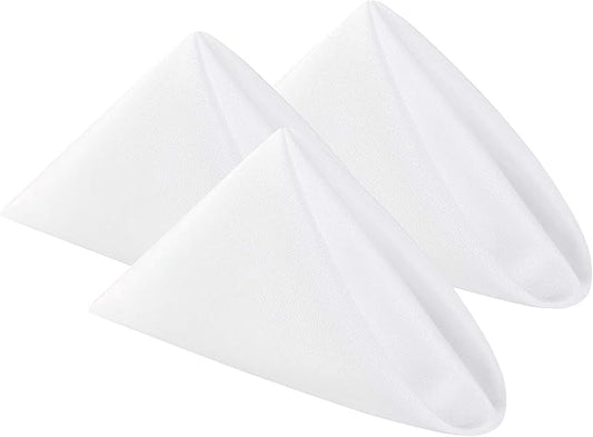 Cloth Napkins 20x20 inch Washable Polyester Dinner Napkins Soft Table Napkins for Wedding Party Dining Banquet(White,25PCS)