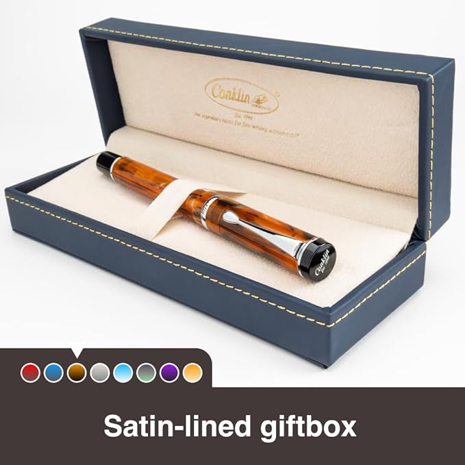 Conklin Duragraph Fountain Pen Amber - Extra Fine Nib, Precision Writing Instrument with Warm Amber Finish