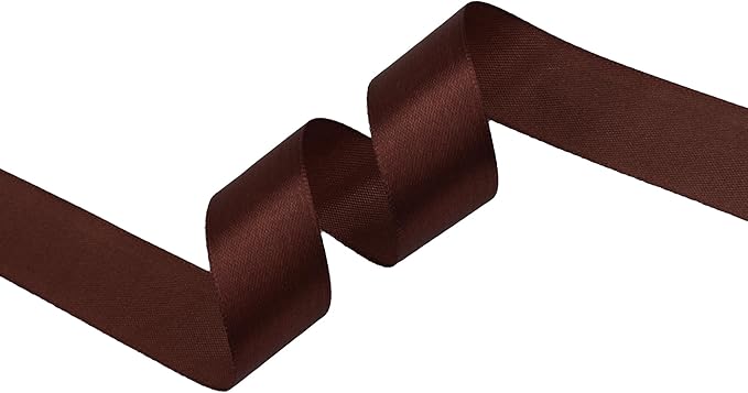 Dark Brown Satin Ribbon 1 inch X Continuous 100 Yards, Single Face Polyester Ribbon Perfect for Gift Wrapping, Flower Bouquet, Wedding Decor, Crafts, Bow Making, Sewing and More