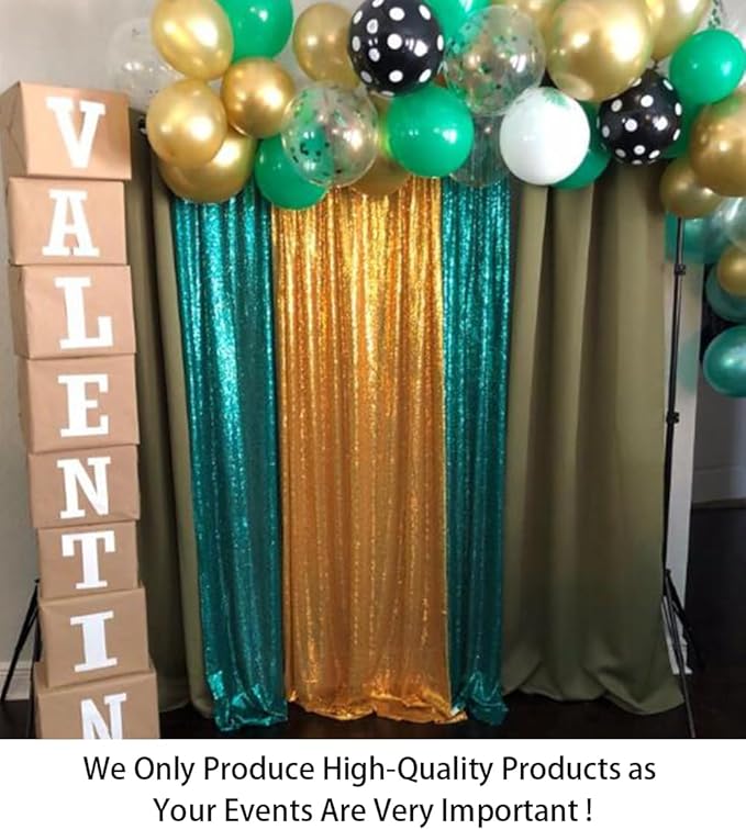 ShinyBeauty Sequin Curtain 2 Panel Set Christmas Green Glitter Background 2FTx8FT Green Sequin Backdrop Curtains Pack of 2 (Grass)