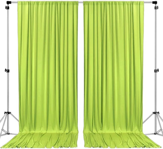 AK TRADING CO. 10 feet x 10 feet Light Green Polyester Backdrop Drapes Curtains Panels with Rod Pockets - Wedding Ceremony Party Home Window Decorations, 5FT x 10FT