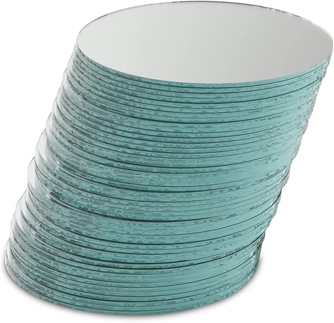 Juvale 4-Inch Round Glass Mirrors for Crafts - 4-Inch, 50-Pack, Blue, Modern - Craft Supply for Mirror Centerpieces & Home Decoration