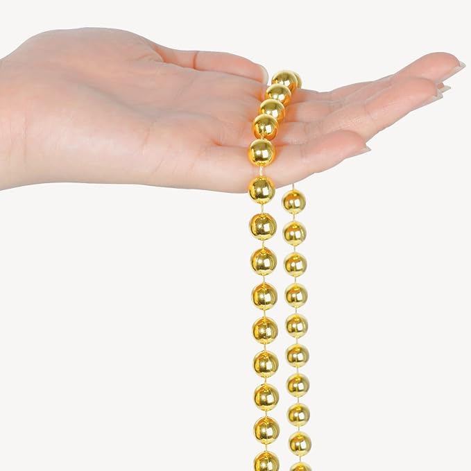 Faux Gold Pearl Bead Garland - 10mm Christmas Tree Beads 11 Yards Gold Pearl Strands Spool for Wedding Party Christmas Tree Decoration