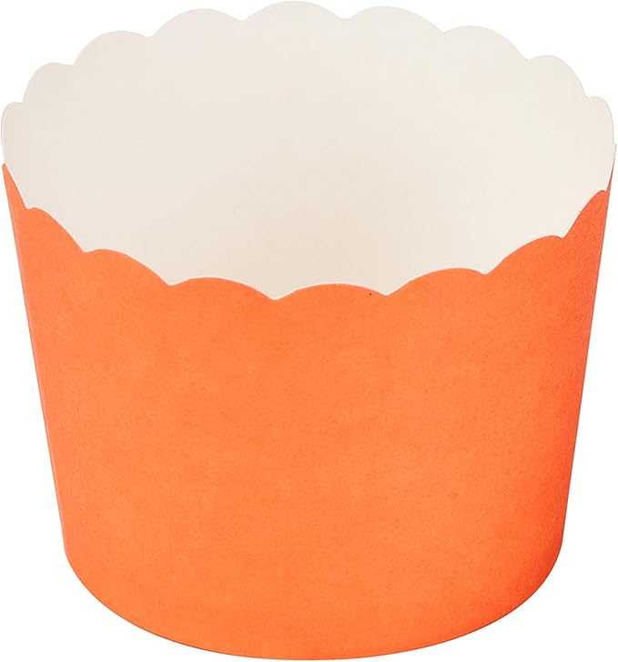 Panificio 3 Ounce Cupcake Wrappers, 200 Scalloped Baking Cups - Oven-Ready, Greaseproof, Orange Paper Cupcake Liners, Disposable, For Birthdays, Baby Showers, Or Weddings - Restaurantware