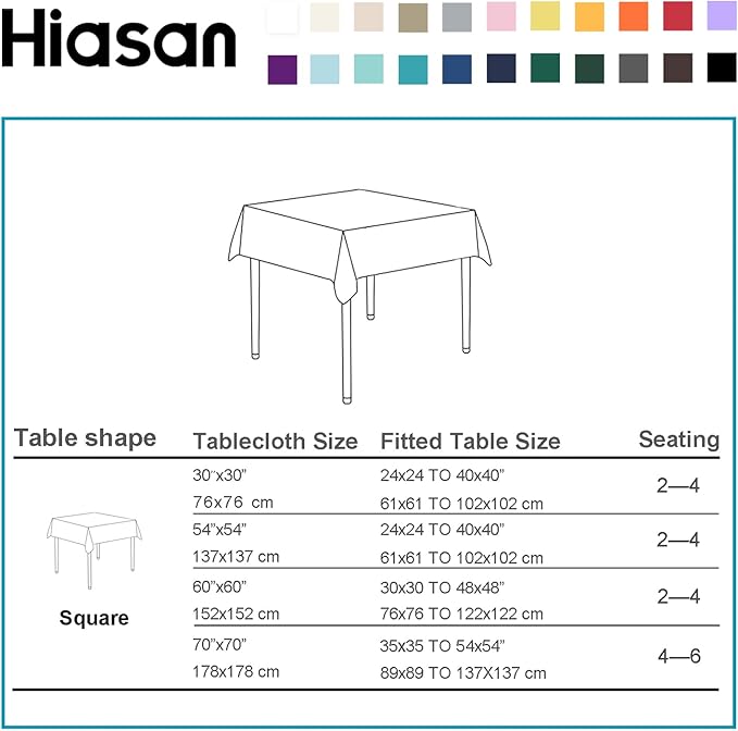 Hiasan Small Tablecloth for Square Tables - Waterproof and Spillproof Washable Fabric Table Cloth for Dining Room Kitchen Party (Red, 40 x 40 Inch)
