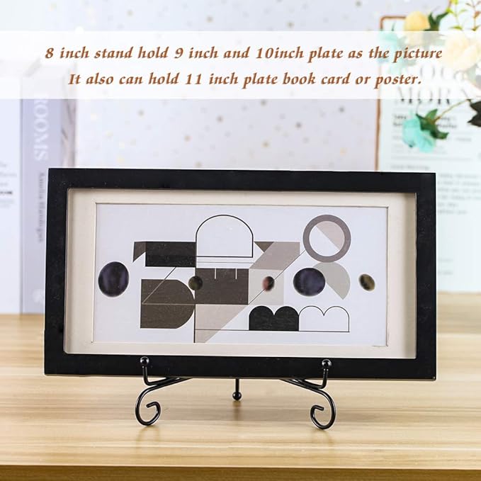 (2 pack)Iron Display Stand, Black Iron Easel Plate Display Photo Holder Stand, Displays Picture Frames, Cookbooks, Decorative Plates, Tablets and Art 8 Inch