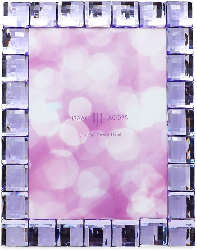 Isaac Jacobs Decorative Sparkling Light Purple Jewel Picture Frame, Photo Display & Home Décor (5x7, Light Purple)