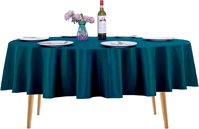Ascoza 2pack 70 Inch Peacock Blue Round Tablecloth in Washable Polyester Fabric for Wedding/Banquet/Restaurant/Parties…