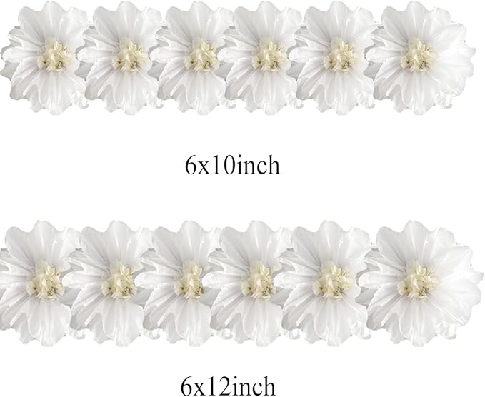 12pcs 10in 12in Paper Flowers Tissue Flowers Pom Paper Pom Poms Hanging Paper Flowers Wall Backdrop Wedding Party Flower Decorations DIY Art Craft Blooms for Birthday Baby Shower Decor White