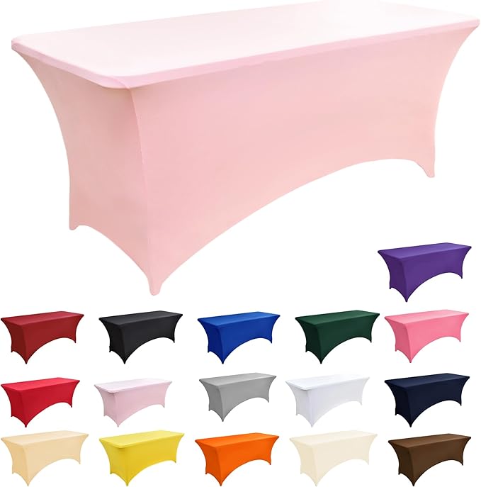 10-Pack 6ft Spandex Table Covers for Rectangle Standard Folding Tables - Wrinkle Resistant Stretch Tablecloths - Ultimate Fitted Table Protector for Parties, Banquet, Wedding