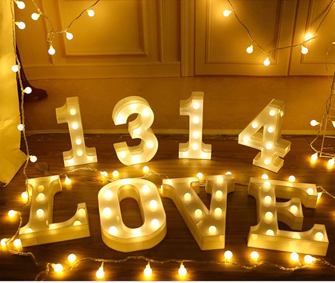 MUMUXI Marquee Light Up Letters | Large Light Up Numbers | Battery Powered and Bright with Every Letter of The Alphabet | for Wedding, Birthday, Party, Celebration, Christmas or Home Decoration (4)
