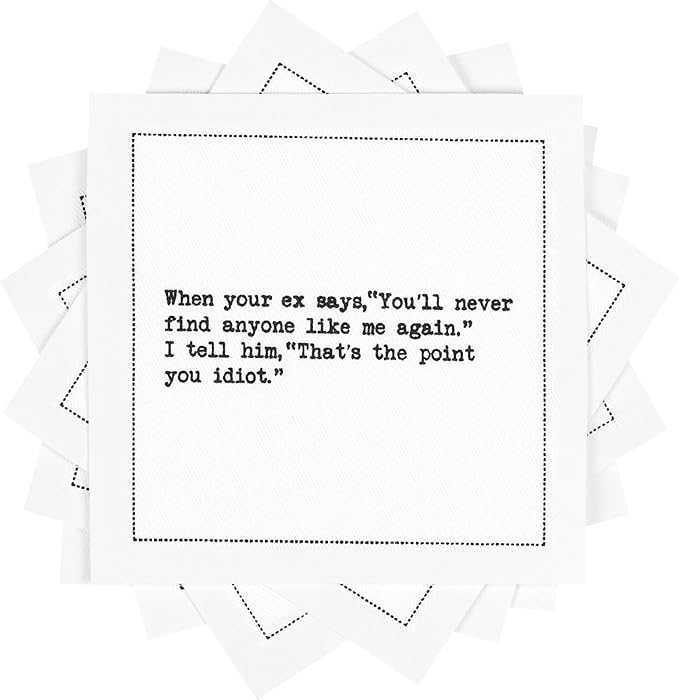 Five Star Napkins Inappropriate Thoughts Quotes White Cotton Cocktail Napkins, Beverage Napkins, Bar Napkins, Cloth Napkins, Party Napkins, Events, Holidays, Birthdays, Disposable, 4.5" x 4.5"- (50x)