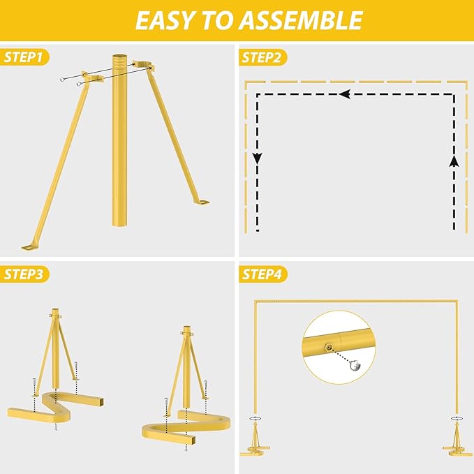 HAITRAL 10x7 FT Backdrop Banner Stand,Square Wedding Arch Balloon Metal Frame,Heavy Duty Background Stand Kit,Adjustable Photo Backdrop Stand for for Parties Birthday Video Studio - Gold