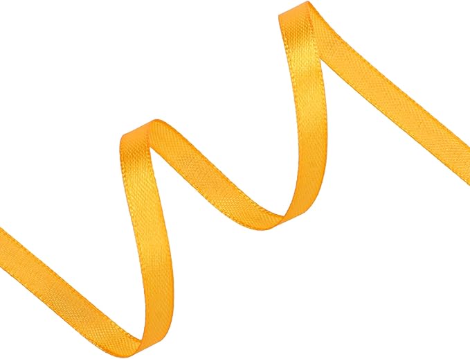 Yellow Satin Ribbon 1/4 inch X Continuous 25 Yards, Single Face Polyester Ribbon Perfect for Gift Wrapping, Flower Bouquet, Wedding Decor, Crafts, Bow Making, Sewing and More