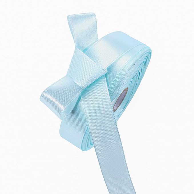 5/8 Inch Light Blue Satin Ribbon 50 Yards Solid Fabric Ribbons for Gift Wrapping, Crafts and DIY Projects, Bows Making, Wedding, Party, Holiday Decor