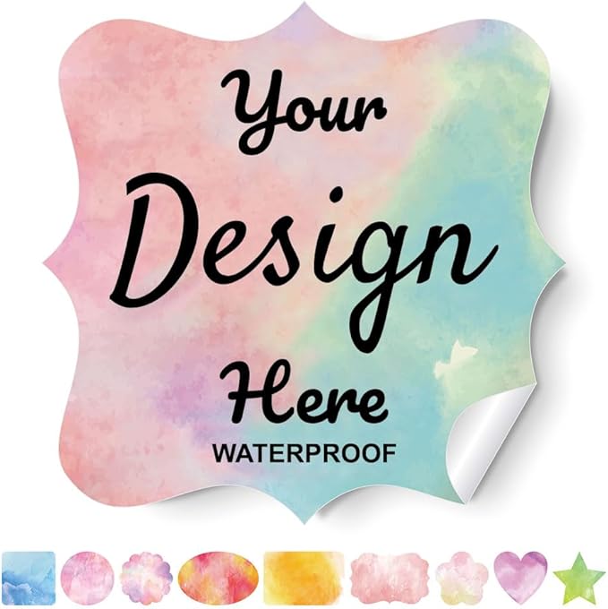Custom Stickers - Personalized Labels with Fancy Frame, 100 Labels (Vinyl, Waterproof, Outdoor Use)