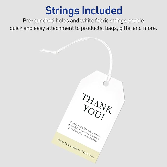 Avery Blank Printable Tags, Sure Feed Technology, 2" x 3.5", White, 96 Customizable Tags, String Included, Great for Branding, Gifts, Merchandising, and More (22802)