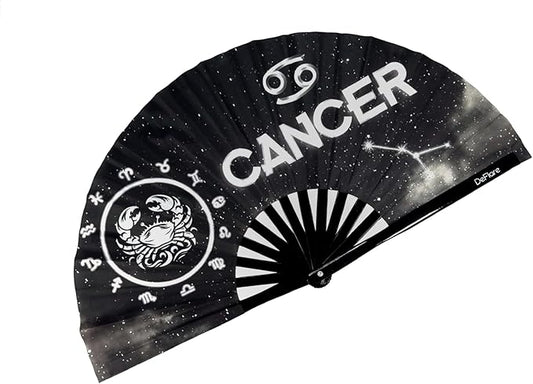 DeFlare | Cosmic Zodiac Rave Fan | Zodiac Sign Hand Fan | Astrology Rave Fan | Hand Fan | Large Rave Fan | Large Clacking Fan