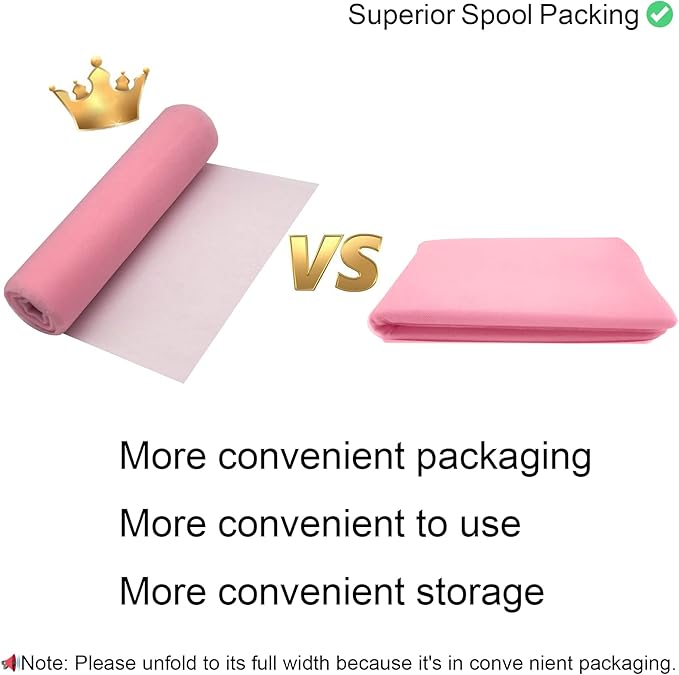 54" x 20 Yards Pink Tulle Fabric Rolls - Tutu Spool Bolt for DIY Wedding Decoration, Baby Shower Tutu Skirt, Gift Wrapping - Large Matte Tulle, Roll Packaging