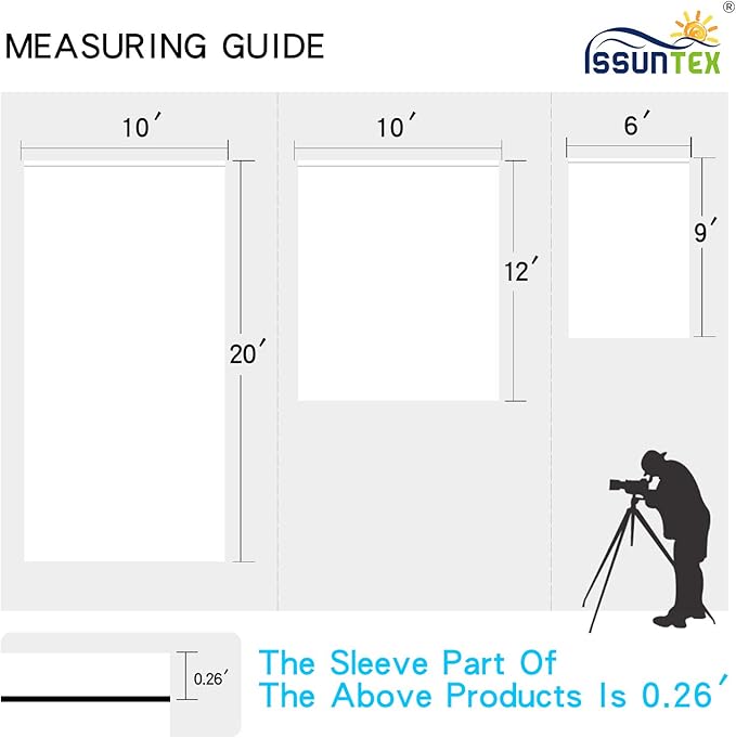 ISSUNTEX 10X24 ft Background Muslin Backdrop, Photo Studio, Collapsible High Density Screen for Video Photography and Television-White