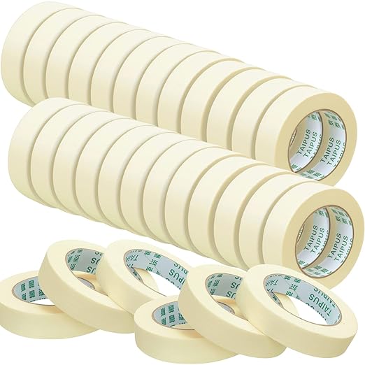 Masking Tape Bulk General Purpose Masking Painting Tape 55 Yards for Painting Home Office School Stationery Arts Crafts Basic Use, Easy Removal(45 Rolls,0.8 Inch)