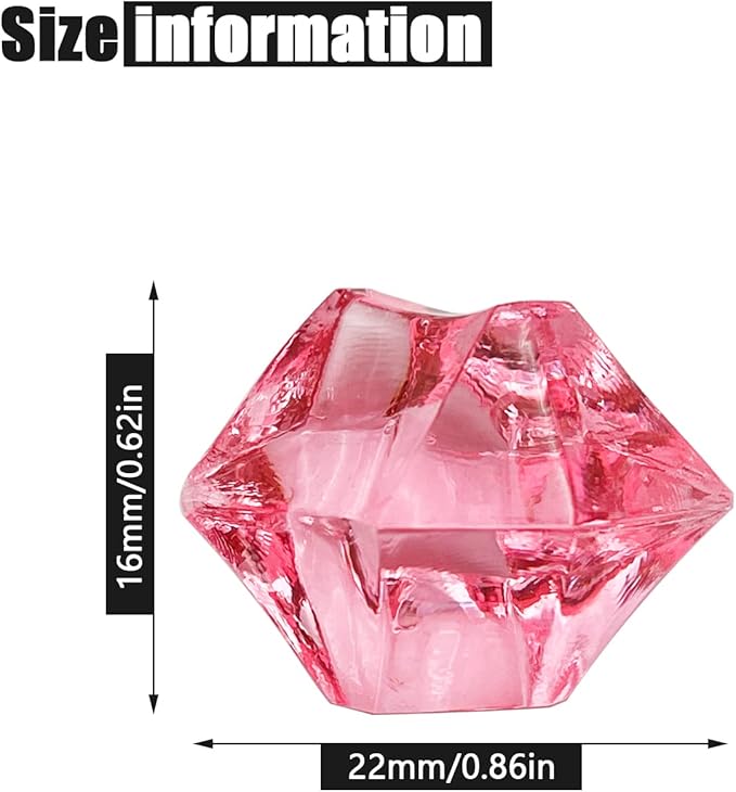 Fake Ice Rocks, 150 PCS Pink Acrylic Ice Rocks Pink Fake Crushed Ice Cubes,Vase Fillers for Valentine's Day