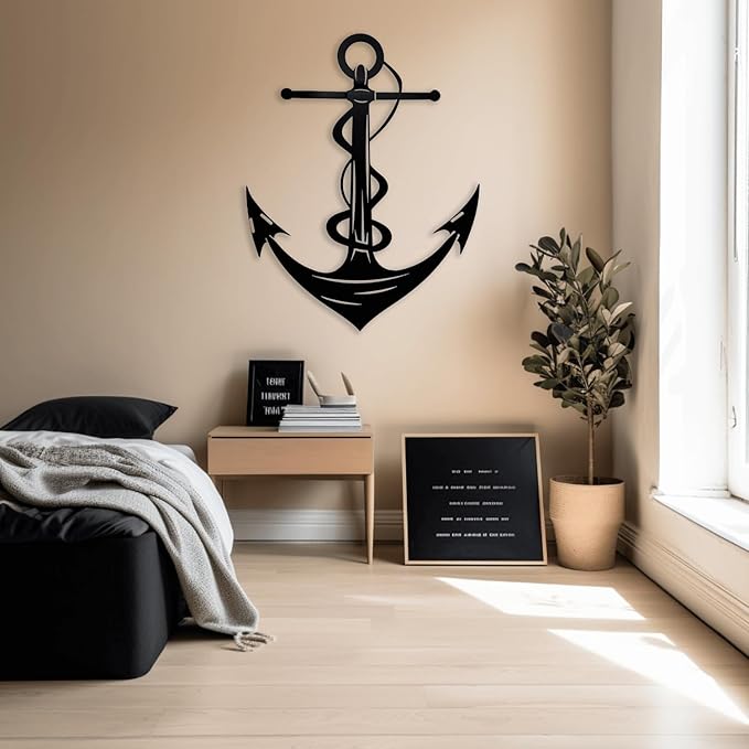 XXQ Anchor Metal Wall Decor, Anchor Metal Wall Art for Bedroom Living Room Dorm Antique Anchor Wall Decor Antique Metal Anchor Farmhouse Decor (Whhite, 39" x 59" / 100 x 150cm)