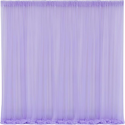 10x10 Purple Tulle Backdrop Curtains for Parties, Sheer Backdrop Curtain Wedding Photo Background Drapes for Baby Shower Photography Birthday Party