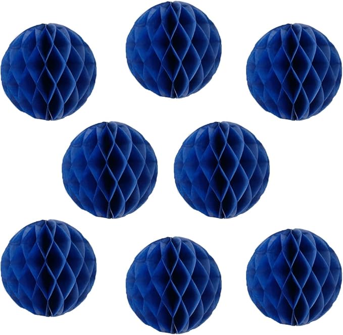 8pcs 10 inch Paper Honeycomb Balls Decorative Tissue Pom Poms Flower Art Hanging Balls for Birthday Wedding Nursery Baby Shower Home Decor (10inch, Royal Blue)