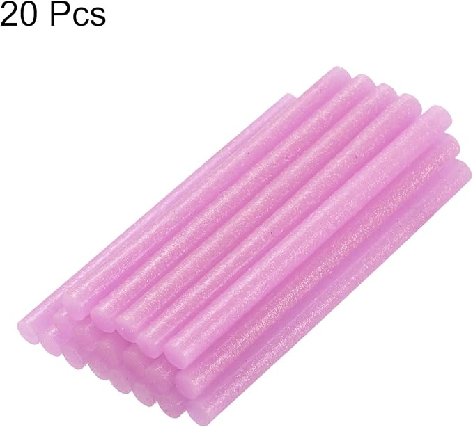 uxcell 20pcs Hot Glue Sticks for Glue Gun 7mm/0.27-inch x 8-inch Mini Hot Melt Adhesive Glue Stick Glitter Pink