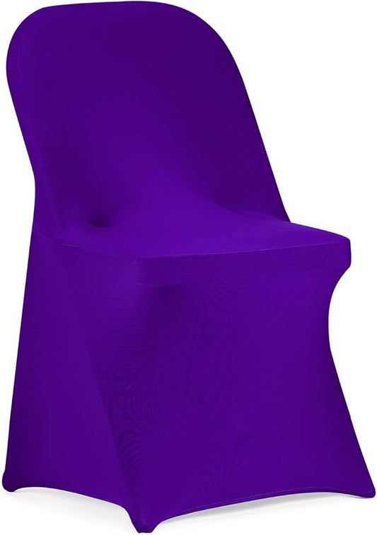 Peomeise Stretch Spandex Folding Chair Cover for Wedding Party Dining Banquet Event (Purple,25pcs)