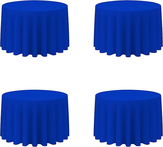 BRILLMAX 4 Pack Royal Blue Round Tablecloths 108 Inch - Circle Bulk Linen Polyester Fabric Washable Table Cloth Cover for Wedding Reception Banquet Birthday Party Buffet Restaurant