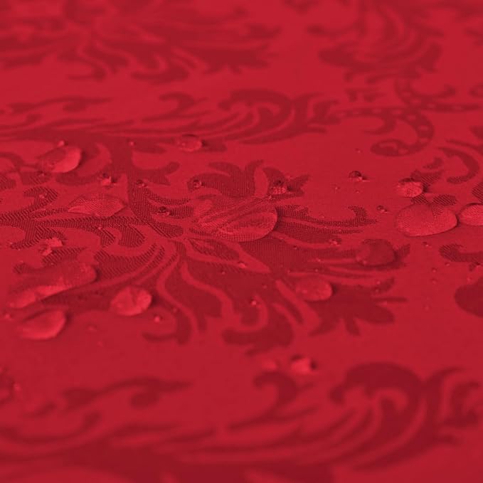 SASTYBALE Rectangle Jacquard Tablecloth, Damask Table Cloth SpillProof Wrinkle Resistant Tablecloths, Soft Polyester Oblong Table Cover for Kitchen, Dinner, Parties (Red, 60X84)