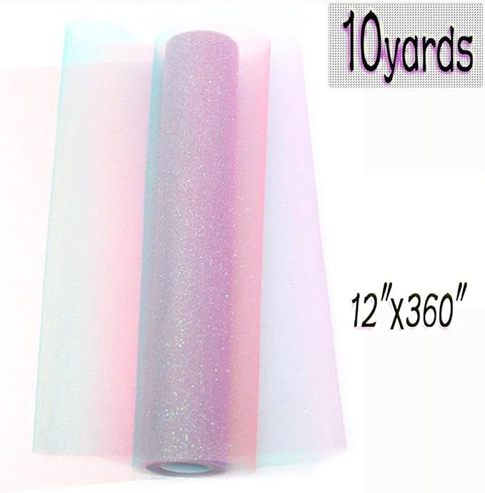 Pastel Tulle Organza Fabric Rolls 12" by 10 Yards Colored Sheer Fabric Ribbon for Table Runner DIY Tutu Skirt Birthday Party Wedding Decorations Christmas Craft Packaging Supplies