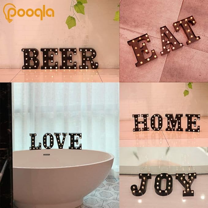 LED Illuminated Letter Marquee Signs - Alphabet Decorative Letter Lights For Wedding Birthday Party Christmas Night Light Lamp Home Bar Decoration (P - Black)