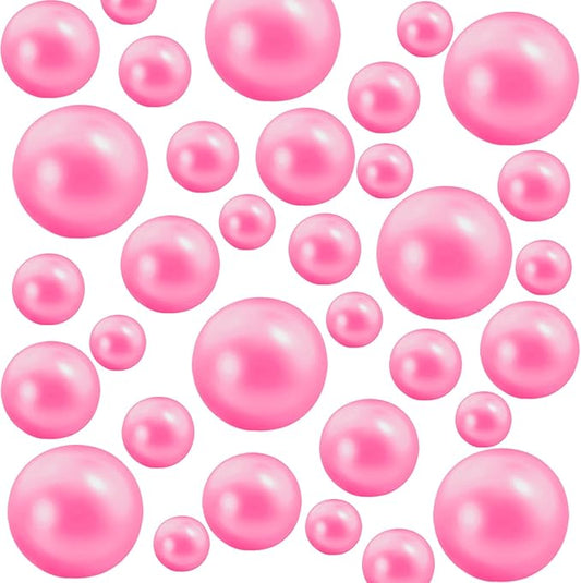 300Pcs Pearl Vase Filler, Pink No Hole Faux Pearl Beads for Centerpieces Vases, Candle Centerpieces, Wedding Birthday Party Home Decor 8/10/14/20mm