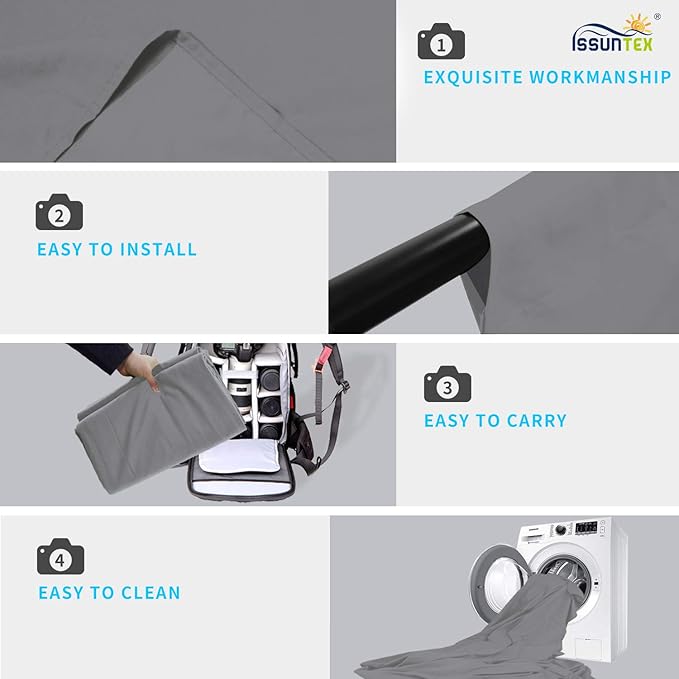 ISSUNTEX 10X12 ft Background Muslin Backdrop, Photo Studio, Collapsible High Density Screen for Video Photography and Television-Gray