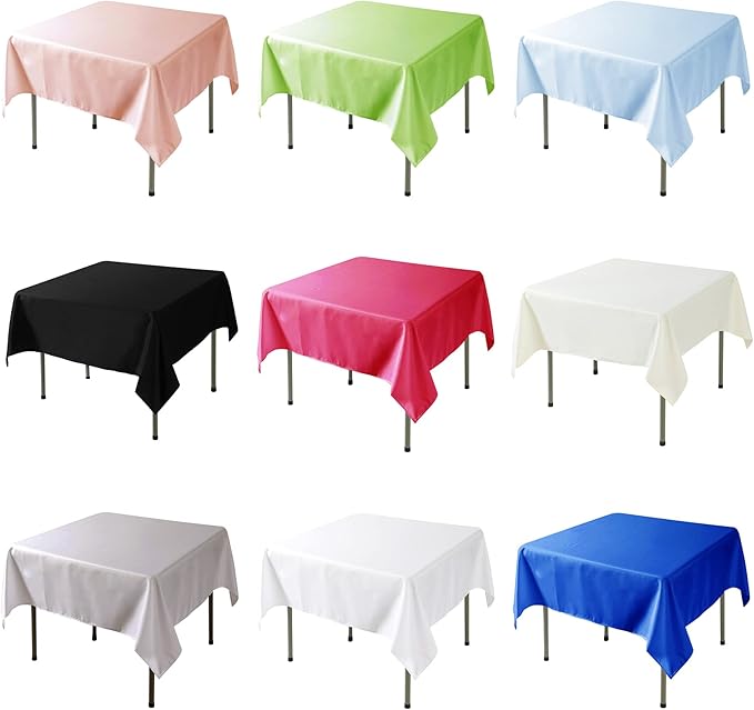 Fokitut 2 Pack Waterproof Square Tablecloth, 52x52 Inch, Stain Resistant and Wrinkle Polyester Table Cloth, Fabric Table Cover for Kitchen Dining, Wedding, Party, Holiday Dinner-Ivory