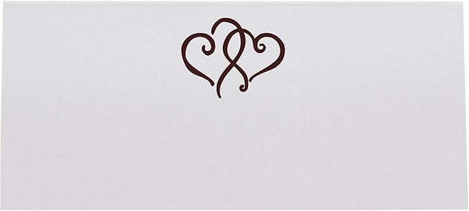 Linked Hearts Place Cards, Chocolate (Choose Color), Set of 150, Pre-cut and Scored - Wedding, Party, Dinner, and Special Events - Made in the USA