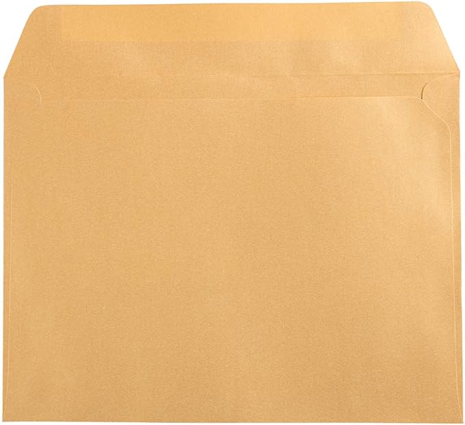 JAM PAPER 9 x 12 Open End Catalog Metallic Envelopes - Gold Stardream - 25/Pack