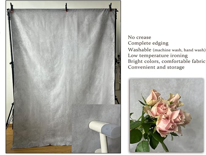 5x7ft Grey Portrait Photography Backdrops Solid Texture Abstract Photo Background for Photoshoot