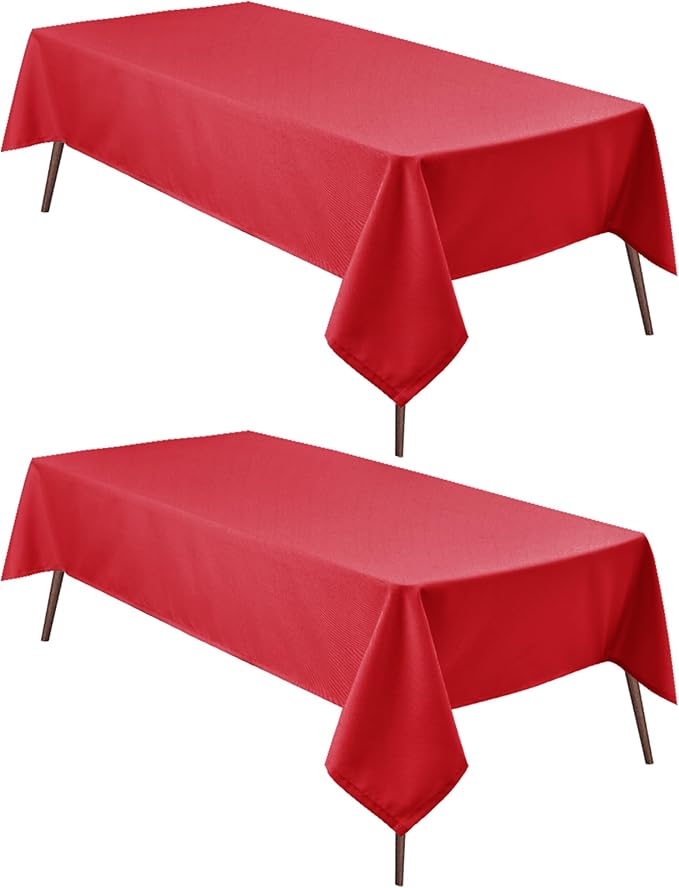 Hiasan 2 Pieces Red Tablecloth Square - Wateproof and Spillproof Kitchen Christmas Washable Polyester Table Cloth for Dining Room, 60 x 60 Inch