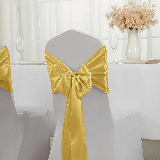 SHEJIZE 20 Pack Light Gold Satin Table Runner 12x108 Inches Long, Bright Silky Smooth Satin Table Runner Table Decor for Wedding Banquet Christmas Prom Event Birthday Party