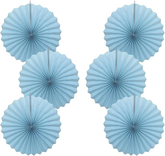 Blue Graduation Party Decor,Baby Blue Party Decorations,Christmas Baby Shower Decorations,Under The Sea Decorations,Blue Bachelorette Party 16in Hanging Paper Fans 30 Color DIY Set (Light Blue)
