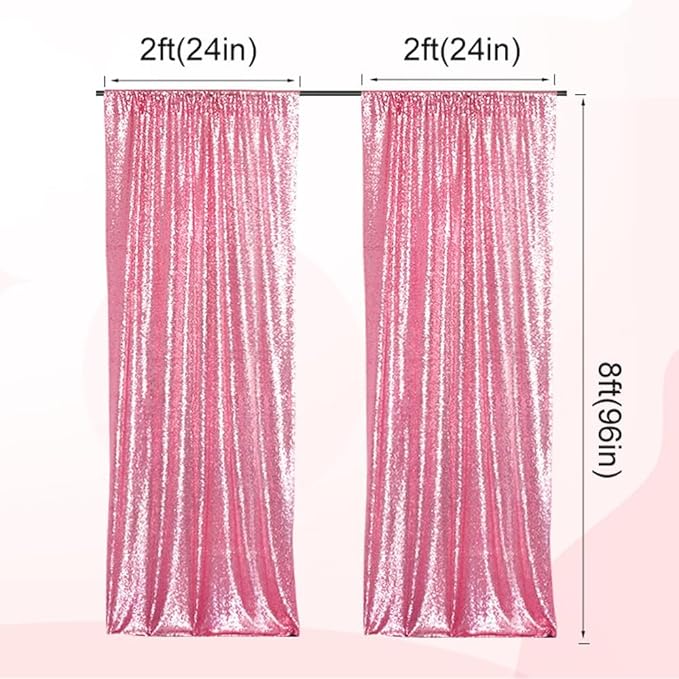 Juya Delight 4Pcs Fuchsia Pink Sequin Backdrop Curtains 2ftx8ft Shimmer Glitter Backdrop Curtain for Birthday Party Wedding Christmas Wall Decoration