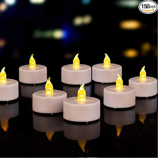 Nancia 150PACK Flameless LED Tea Lights, Warm Yellow, 200 Hours Battery-Powered, Ideal for Party, Wedding, Birthday, Home Decoration