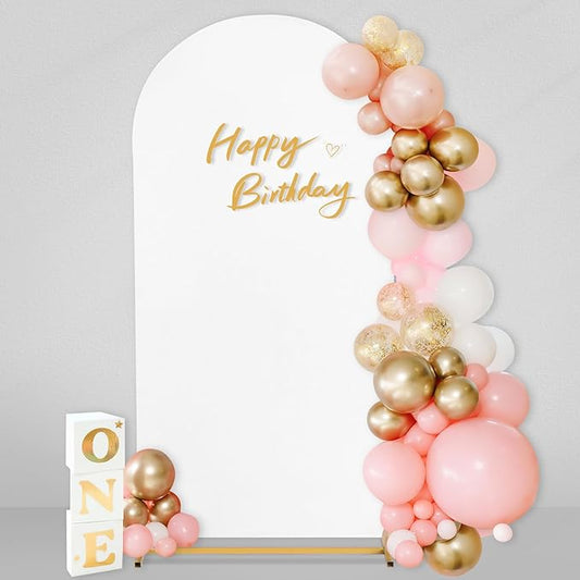 SoarDream White Spandex Arch Cover 6FT Wedding Arch Backdrop Cover Stretchy Backdrop Chiara Wall Arch Stand Cover for Wedding Birthday Balloon Decorations- Ideal for Balloon Arches