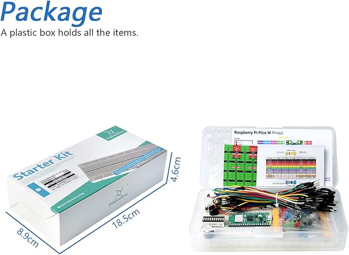 Freenove Basic Starter Kit for Raspberry Pi Pico W (Included), Dual-core Arm Cortex-M0+ Microcontroller, 386-Page Detailed Tutorial, 142 Items, 55 Projects, Python C Code