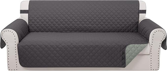 Reversible Oversized Sofa Covers Couch Cover Furniture Protector for Dogs Elastic Straps Water Resistant(XLSofa,Dark Grey/Light Grey)