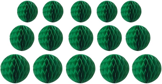 15pcs Honeycomb Balls Decorations 4'' 6'' 8'' Party Honeycomb Ball Flower Tissue Pom Poms Flower Ball Hanging Flower Balls for Baby Shower Birthday Wedding Nursery Decor(4'' 8'' 10'' Green)